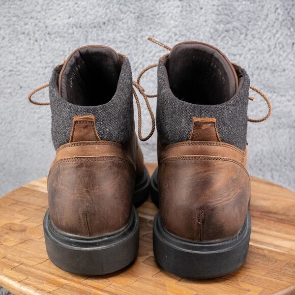 GEOX RESPIRA ‘AMPHIBIOX’ MENS BROWN NATURAL LEATHER BOOTS SIZE 45/12 $214 - Picture 4 of 9